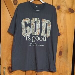 Graphic T-Shirt with Floral Text